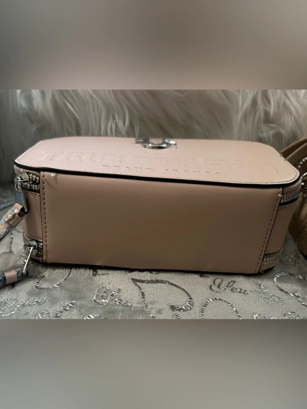 NWT True Religion Tan Double Zipped Camera Crossbody Bag